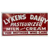Lykens Dairy SS Metal Sign, 30in x 14in