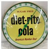 12in. Diet Rite Cola Glass Face Thermometer