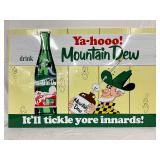 Emb. Mountain Dew Sign w/Wooden Framed Back, 58in x 39in, with Original Box