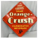 Orange-Crush Tin Sign w/Crushy, 21in by 21in