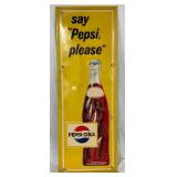 Emb. Pepsi-Cola Metal Sign, 17in x 47in