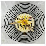 Pepsi-Cola Metal Clock with Wire Cage, 19 Inches