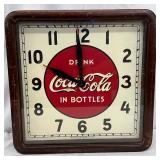 Coca-Cola Wooden Framed  Clock, 16in x 16in