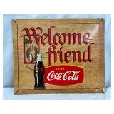 1957 Coca-Cola Welcome Friend Cardboard Sign, 1957, 14in x 12in