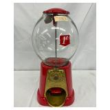 Restored Red Metal Gum Ball Machine, Approximately 7 x 16 Inches