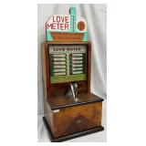 Early ‘Love Meter’ Wooden Coin Operated Machine by ESCO, 12in x 26in