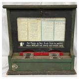 Early 20th-Century Coin-Operated Wooden Machine, 18in x 18in