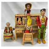 1945 ‘The Dogpatch 4’ Tin Litho Wind-Up Toy by Unique Art Mfg. Co., Featuring Comic Characters, 9×9