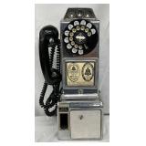 Western Electric Rotary Dial Payphone, Chrome-Plated, Measures 7in x 19in