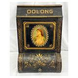 Oolong Tea Bin with Hand-Painted Design, 11in by 16in