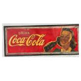 Coca-Cola Metal and Wood Sign with Female Portrait, 59in x 24in