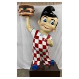 Big Boy Statue Featuring Red Checkered Overalls and Burger, Fiberglass,  40in x 92in