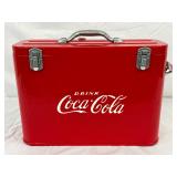 Coca-Cola Red Metal Cooler Box with Handle and Bottle Opener, Professionally Restored, 17x12  