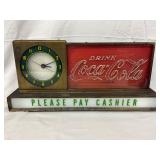 Coca-Cola Glass Front Light-Up Counter Clock, 19 1/2 x 9 