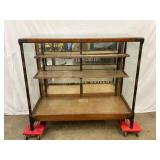 Early Oak Display Case with Diamond Edge Cutlery Branding, 22in x 48in x 42in