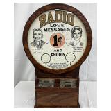 Early Radio Love Messages and Photos  Wooden Coin Op Machine, 12×17 Inches