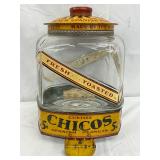Curtiss Chicos Spanish Peanut Store Jar with Tin Lid, 8x10in