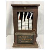 Wooden Safety Match Dispenser with Glass Front, 11×17 