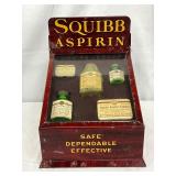 Squibb Aspirin Metal Store Display Case with Glass Cover, 8in x 10in