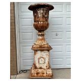 2 pc. Large Cast Iron Planter with Decorative Base, 83in x 25in Each