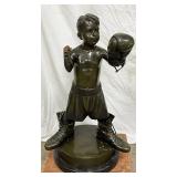 Bronze Boxing Boy Statue, 42 in x 24 in