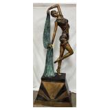 Dancing Woman Metal Statue with Decorative Base, 33in x 82in