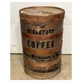 Early Wooden Reid Murdoch & Co. Coffee Barrel, 22in by 34in