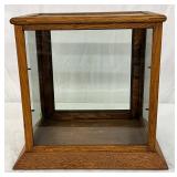 Oak and Glass Display Case with Hinged Door, 16in x 11in x 17in