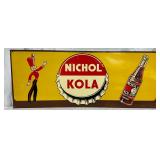 Nichol Kola Sign with Bottle and Mascot Graphics, 12×30 