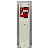 7UP Metal Sign with Red and White Logo, Measures 12in by 3in