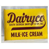  Dairyco South Georgia Dairy Co-Op, Milk-Ice Cream Flange Sign 19in x 14in