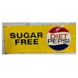 Emb. ‘Sugar Free Diet Pepsi’ Metal Sign, 31in x 12in