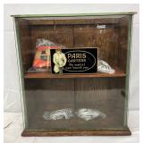 Paris Garters Glass Cabinet Display with Original Products, 15 x16 