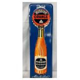 Emb. Mission Orange Tin Tacker Sign w/Bottle Design, 3 1/2×12