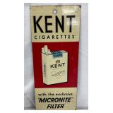 Kent Cigarettes Tin Tacker Advertising Sign with Pack Design, 3 1/2 x 8 