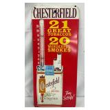 Emb. Chesterfield Metal Thermometer Sign w/ Pack Design, 5×12 