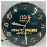 Elgin Watches Clock, Gray’s Jewelers, Archdale, NC, 15-Inch