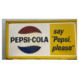 1969 Pepsi-Cola Sign by Scioto Signs, Self Framed, “Say Pepsi Please,” 67×36 