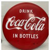 36in. ‘Drink Coca-Cola in Bottles’ Porc. Button Sign