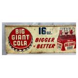 Emb. Big Giant Cola Metal Sign, 30in x 12in