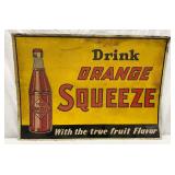 Emb. Orange Squeeze Metal Sign, 28 x 20 Inches