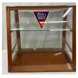Tom’s Toasted Peanuts Glass and Wood Display Cabinet, 17x16 