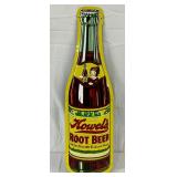 Howel’s Root Beer Emb.  Metal Sign, 9in x 30in