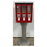 3-Dispenser Gum Ball Vending Machine on Pedestal Stand