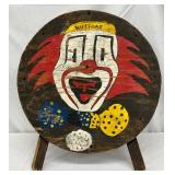 Early ‘Buttons’ Wooden Clown Painted Game Board  with Stand
