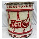 Early Pepsi-Cola Double Dot Metal  Syrup Can, 17in x 16in