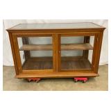Double-Sided Oak Display Case with Glass Panels, 57in x 35in