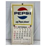 1970 Pepsi Calendar With Metal Front and Cardboard Back, 7×12 