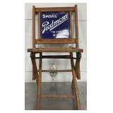Early Porcelain ‘Smoke Piedmont’ folding wooden chair, 16x30 in. 