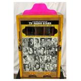 Rare 5-Cent Wooden Card Vending Coin Op Machine Featuring TV and Radio Stars, 23×38 